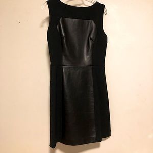 Milly New York Black Leather Panel Sheath Dress